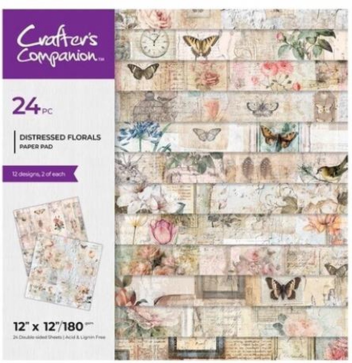 CC - Paperpad 30x30 cm - Aged Distressed Florals